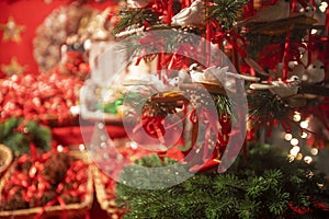 Christmas decoration ornaments in a Christmas market stall in Schönbrunn Palace, Vienna, Austria