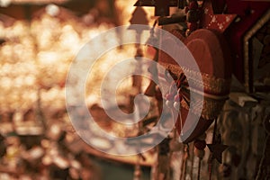 Christmas decoration ornaments in a Christmas market stall in Schönbrunn Palace, Vienna, Austria