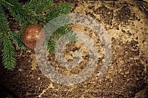 Christmas Decoration Over Old Leather Background
