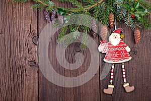 Christmas Decoration over old Wooden Background