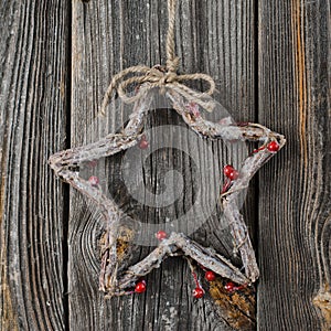 Christmas decoration over wooden background