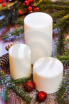 Christmas Decoration Over Wooden Background