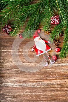 Christmas Decoration Over Wooden Background