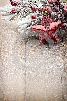 Christmas decoration over wooden background.