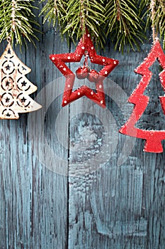 Christmas decoration on painted background