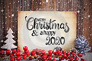 Christmas Decoration, Paper Merry Christmas And Happy 2020, Snow