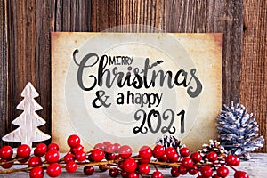 Christmas Decoration, Paper Merry Christmas And Happy 2021
