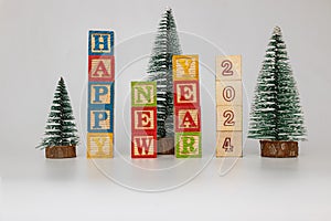 Christmas decoration with pine on white background,