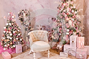 Christmas decoration in pink style