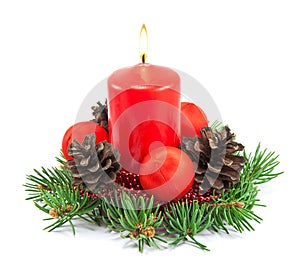 Christmas decoration with red candle