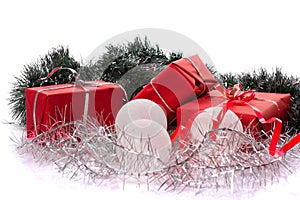 Christmas decoration with red gifts