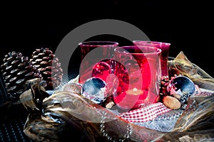 Christmas decoration with red lanterns