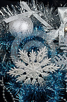 Christmas Decoration and and silver snowflake