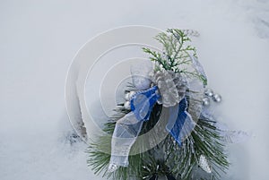 Christmas decoration on the snow