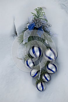 Christmas decoration on the snow