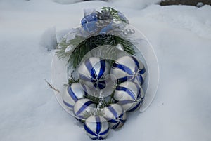 Christmas decoration on the snow