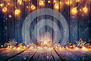 Christmas Decoration With Stars And String Lights