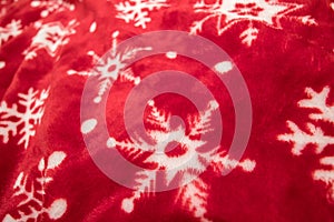 Christmas Decoration Symbols on Red Fleece Material