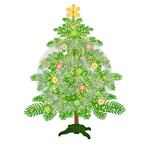 Christmas decoration tree with baubles vector