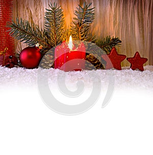 Christmas decoration und Advent candle.