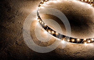 Christmas decoration wall hanging of metal ring with chain of lights