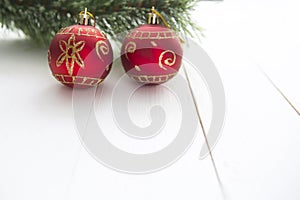 Christmas decoration on white wooden board