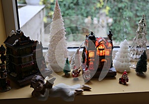 Christmas decoration at window