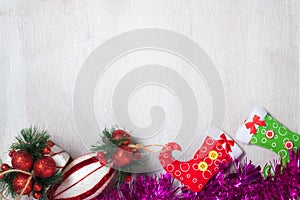 christmas decoration on wood background