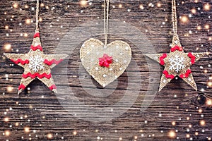 Christmas decoration on wooden background