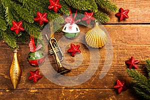 Christmas decoration on wooden background