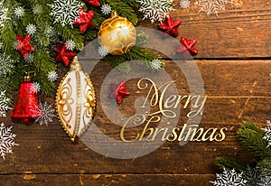 Christmas decoration on wooden background