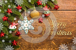 Christmas decoration on wooden background