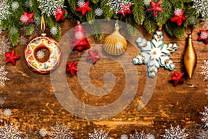 Christmas decoration on wooden background