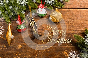 Christmas decoration on wooden background