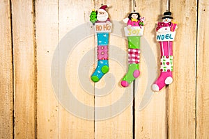 Christmas decoration in a wooden background