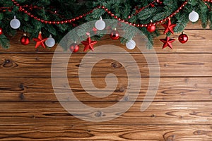 Christmas decoration on wooden background