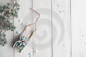 Christmas decoration on wooden background