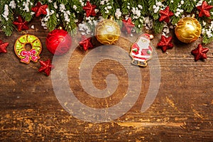 Christmas decoration on wooden background