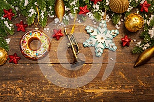 Christmas decoration on wooden background