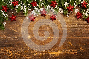 Christmas decoration on wooden background