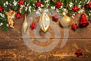 Christmas decoration on wooden background