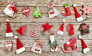 Christmas decoration wooden background vintage toned