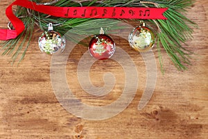Christmas decoration on a woodwn board