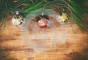 Christmas decoration on a woodwn board