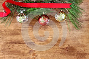 Christmas decoration on a woodwn board.