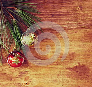 Christmas decoration on a woodwn board.
