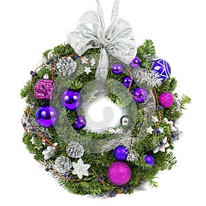 Christmas decoration wreath isolated on white