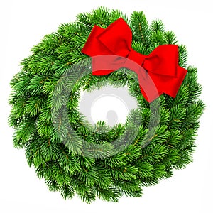 Christmas decoration wreath red ribbon bow Merry Xmas