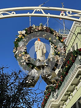 Christmas Decorations Along Main St. USA in the Magic Kingdom, Disney World, Orlando, FL