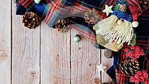 Christmas decorations background, Christmas set, Christmas fir free, wood and pinecone, candles